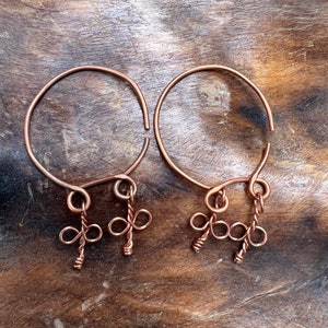 Pair Copper Western Slav Temple Rings. Great Moravian Temple Rings. Slavic, Kieran Rus Temple Rings for Living History, Reenactment, and SCA