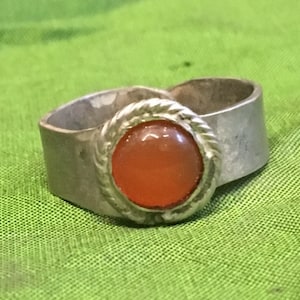 Adjustable Sterling Silver Replica of Roman Ring. 925 Silver Roman Ring with Carnelian. Artisan Ring. Late Roman Ring.