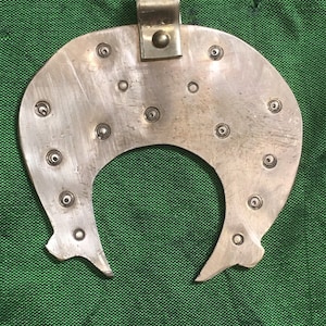 Big Brass Lunula Pendant. Baltic, Latgalian Lunula. Viking Pendant. Slavic Lunula Pendant. Lunnitsa Pendant.