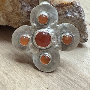 Sterling Silver Replica Of Byzantine Cross Pendant. 925 Silver Medieval Cross Pendant. Historical Crucifix. Artisan Cross with carnelians.
