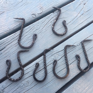 Geschmiedete J Hook. Stahl J Haken. Geschmiedeter Hängehaken. Stickhaken. Kleiderhaken. Kaminhaken. Halskette Aufbewahrung.