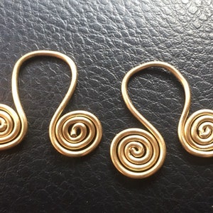 Pair of Spiral Slavic Temple Rings. Severyane Temple Rings. Kievan Rus Temple Rings. Brass Temple Pendants for Reenactment and SCA.