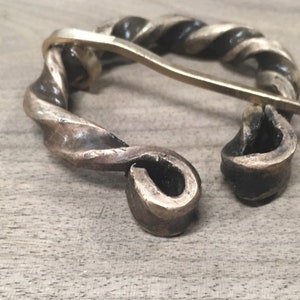 Twisted Forged Bronze Penannular Fibula Brooch for Cloak. Medieval Pin. SCA Brooch. Viking Fibula. Shawl Pin. Cloak Clasp