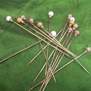 PAIR of Brass Medieval Veil Pins. Medieval Dress pin. Renaissance Pins. SCA Pins. Pins with Glass.
