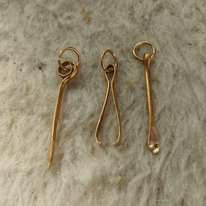 Tiny Viking Ear Spoon, Toothpick, and Tweezers. Bronze Early Medieval pendants. Tiny Rus Toiletry Tools.