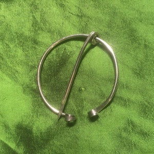 Medium German Silver Penannular Brooch / Medieval Nickel Silver Fibula/ Viking Fibula.