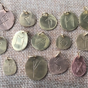Viking Style Runic Pendant. Elder Futhark  Runic Pendant. Pagan Pendant. SCA Viking Pendant with Suede Cord.