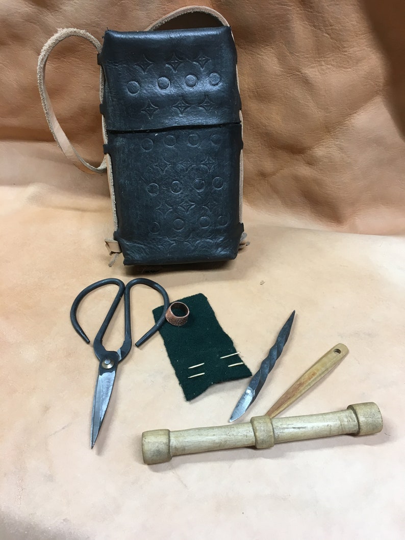 Medieval Handwork Kit.medieval Sewing Kit in Leather Case for Etsy