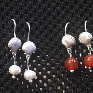 Sterling Silver  Roman Earrings with Pearls or Carnelian