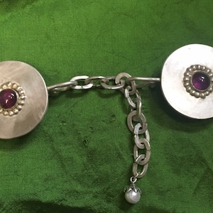 Sterling Silver Medieval Girdle Belt Set. 925 Silver Medieval Cloak Clasp. Late 14th Century Female Belt Buckles. 15th Century Woman Belt.