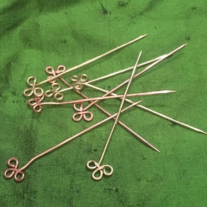 Medieval Brass or Copper Pins. Veil Pins. Sewing Pinned needles. Dress Pins for Reenactment, SCA, and LARP