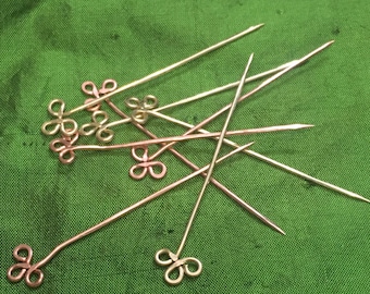 Medieval Brass or Copper Pins. Veil Pins. Sewing Pinned needles. Dress Pins for Reenactment, SCA, and LARP