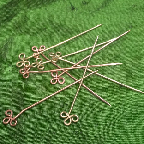 Medieval Brass or Copper Pins. Veil Pins. Sewing Pinned needles. Dress Pins for Reenactment, SCA, and LARP