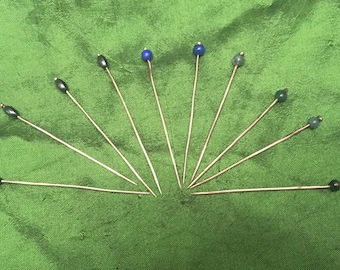 PAIR of Brass Medieval Veil Pins. Medieval Dress pin. Renaissance Pins. SCA Pins. Pins with Jasper, Lapis Lazuli, or Hematite.