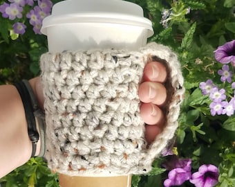Handmade Crochet Coffee Cup Cozy: Hand Warmer Sleeve