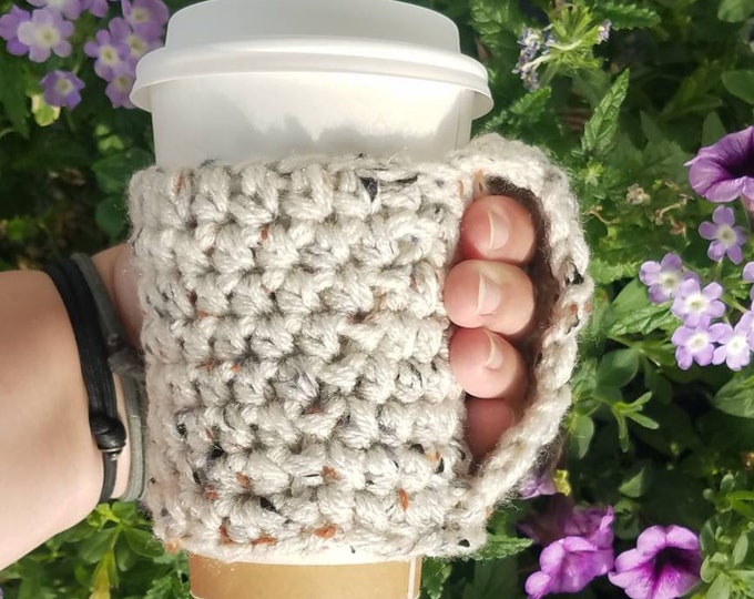 Handmade Crochet Coffee Cup Cozy: Hand Warmer Sleeve