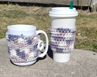 Cup and Mug Sleeve Set, Coffee Cozy Set, Cozy Set, Cup and Mug Cozy,  Gravel Cozy Set, Coffee Sleeves, Tea Cozy