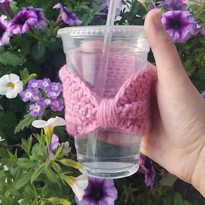 Bow Cup Sleeves, Coffee Cozy, Coffee Sleeve, Iced Coffee Sleeve, Cup Sleeve, Coffee, Drink Sleeve, Reusable Cup Sleeve,crochet coffee cozy