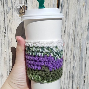 Cup Sleeve, Coffee Cup Sleeve, Coffee, drink sleeve, Coffee Cup cozy, Iced Coffee Sleeve, Coffee Cozy, Reusable Cup cozy,Purple Flowers Cozy