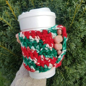 Christmas Cup Sleeves, Holiday Hand Warmer Cup Sleeves, Cup Sleeve, Cup Cozy, Hand Warmer Sleeve,  Crochet Sleeve