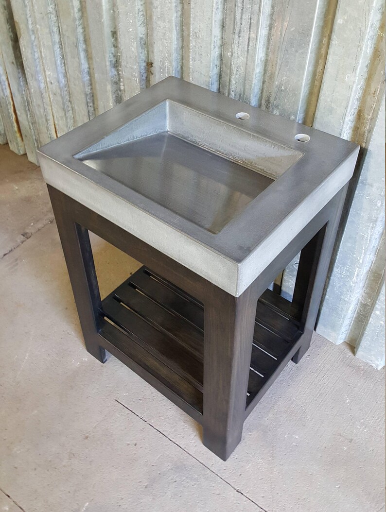 Ramp Sink With Slot Drain and Maple Stand Etsy