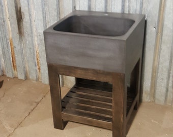 24" Farm Sink with Extension and Maple Stand