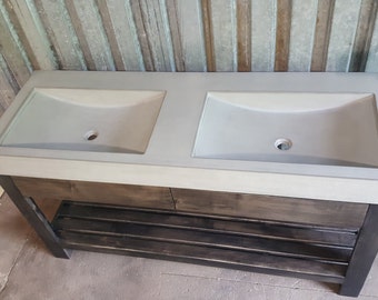 60" Dual Shallow Wave Vanity with 2 Drawer Stand