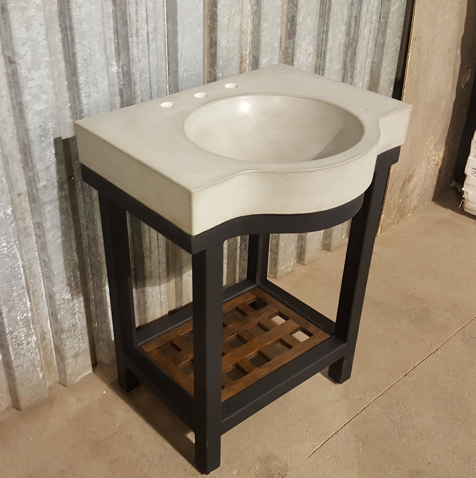 24 Curved Round Bowl Vanity With Steel Stand Etsy