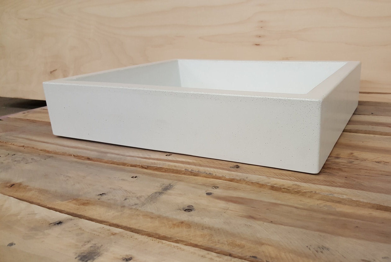 19 White Shallow Vessel Ramp Sink With Slot Drain Etsy