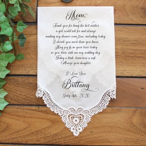 PRINTED CUSTOMIZED Mother of the Groom gift-LS5FCAC Mother of the Bride Gift from the Bride 112 Wedding Handkerchief
