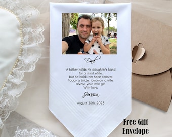 Personalized Father of Bride Handkerchief, Photo Wedding Gift