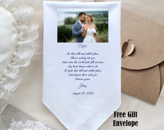 Groom wedding handkerchief from the Bride-Wedding PHOTO Hankerchief-PRINTED-CUSTOMIZE-Wedding Hankies-Wedding Gift for groom