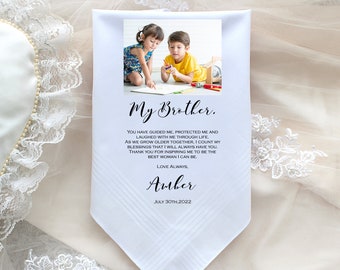 Brother of the Bride Gift Brother of the bride handkerchief Wedding Handkerchief PRINTED handkerchief with photo option.