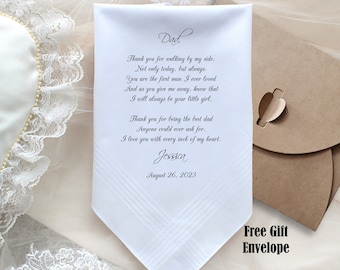 Father of the Bride handkerchief from the Bride, wedding handkerchief from daughter, Father of bride gift from bride, dad gift-CAC[27]