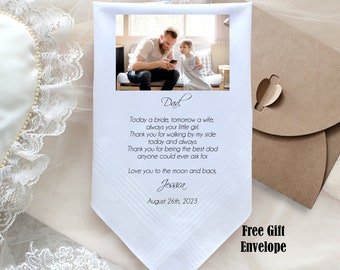 Father of the Bride PHOTO handkerchief, Today a bride, wedding Gift for dad Personalized, photo and custom message printed MS2FCHA[132]