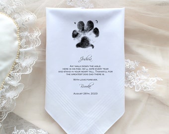 Wedding Handkerchief from your dog with paw photo, Gift for the Bride, Gift for the Groom from Dog, CUSTOMIZED handkerchief