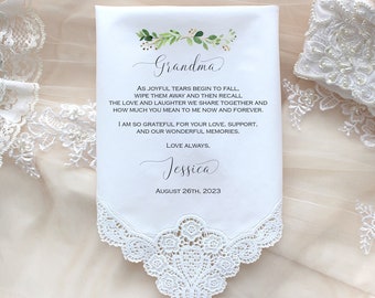 Grandmother Wedding gift, Wedding Handkerchief-PRINT-CUSTOMIZED, Grandma Gift, Gift for Grandma - LECp[G-95]