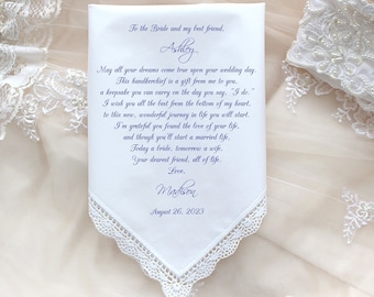 Friend of Bride Wedding gift, Best friend of Bride Wedding Gift, Wedding handkerchief, CUSTOMIZED, Personalized gift-LS5SCCAC[61]