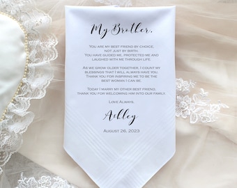 Brother of the Bride Gift Brother of the bride handkerchief Wedding Handkerchief PRINTED handkerchief. PadCo[176]