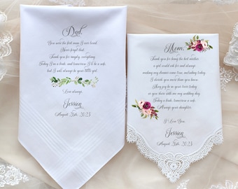 Wedding Gift for Parents, Wedding Handkerchief For Mom and Dad, Gift Set, Thank you Gift , Personalized Gift
