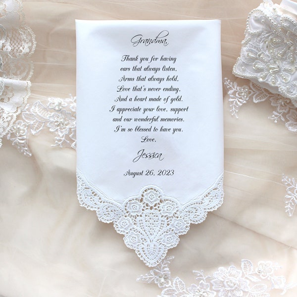 Grandmother gift, Wedding Handkerchief, PRINT, CUSTOMIZED, Grandmother Gift, Grandma hankies-CAC[94]