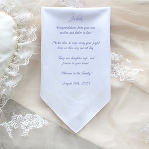 Wedding gift for the groom from mother in law, Wedding Handkerchief, personalized gift for the groom - CAC[492]