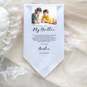Personalized Brother of Bride Handkerchief - Wedding Gift, Photo Option
