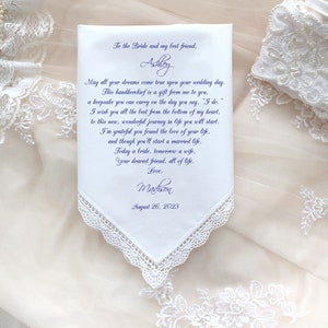 Friend of Bride Wedding gift, Best friend of Bride Wedding Gift, Wedding handkerchief, CUSTOMIZED, Personalized gift-LS5SCCAC[61]