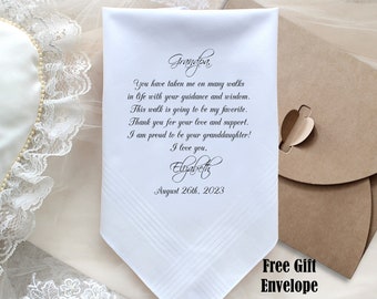 Grandfather of the Bride Handkerchief, Wedding Hankerchief, CUSTOMIZE Wedding gift for Grandpa, Grandfather hankie from the Bride-CAC[9]