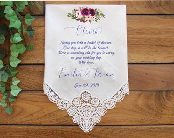 154 Wedding favor Keepsake PRINTED-CUSTOMIZE Flower Girl Wedding handkerchief Flower Girl gift-FCAC