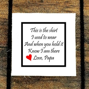 Memorial Patch, Shirt Poem, Love Papa, Sew-On Pillow Applique