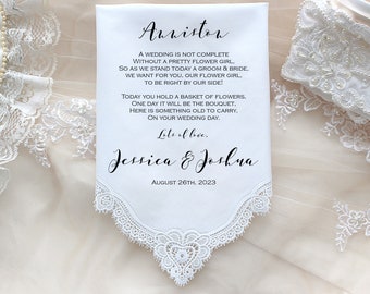 Flower Girl Gift, wedding Handkerchief, custom, PRINTED, Personalized gift, Keep sake - LS6FPadCop[135]