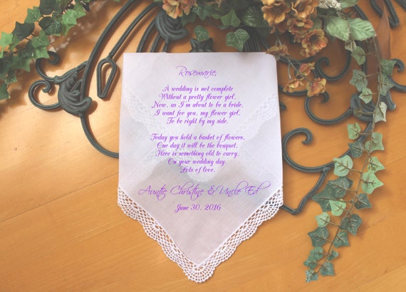 154 Wedding favor Keepsake PRINTED-CUSTOMIZE Flower Girl Wedding handkerchief Flower Girl gift-FCAC