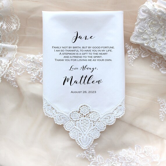 Personalized StepMother Wedding Handkerchief, Custom Printed Gift